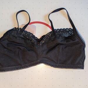 Savage X Fenty Black Lace Cotton Essentials Soft Bra L New with Tags